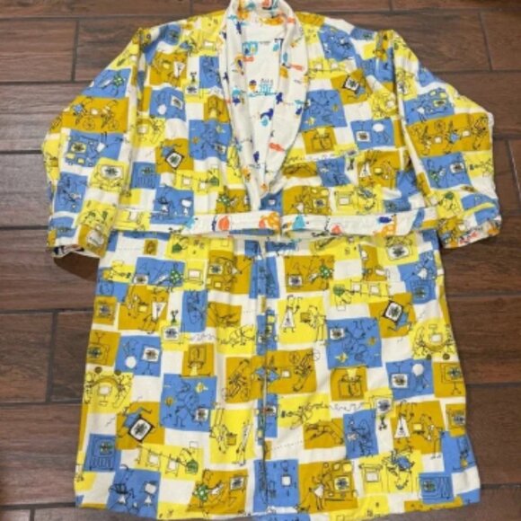 Vintage 90s Limited Promo Nick At Nite Nickelodeon Reversible‎ Flannel Robe - Picture 1 of 8